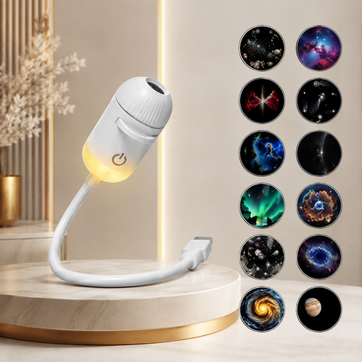 2-in-1 Galaxy-Projektionslampe – USB Nachtlicht mit 360° Projektion