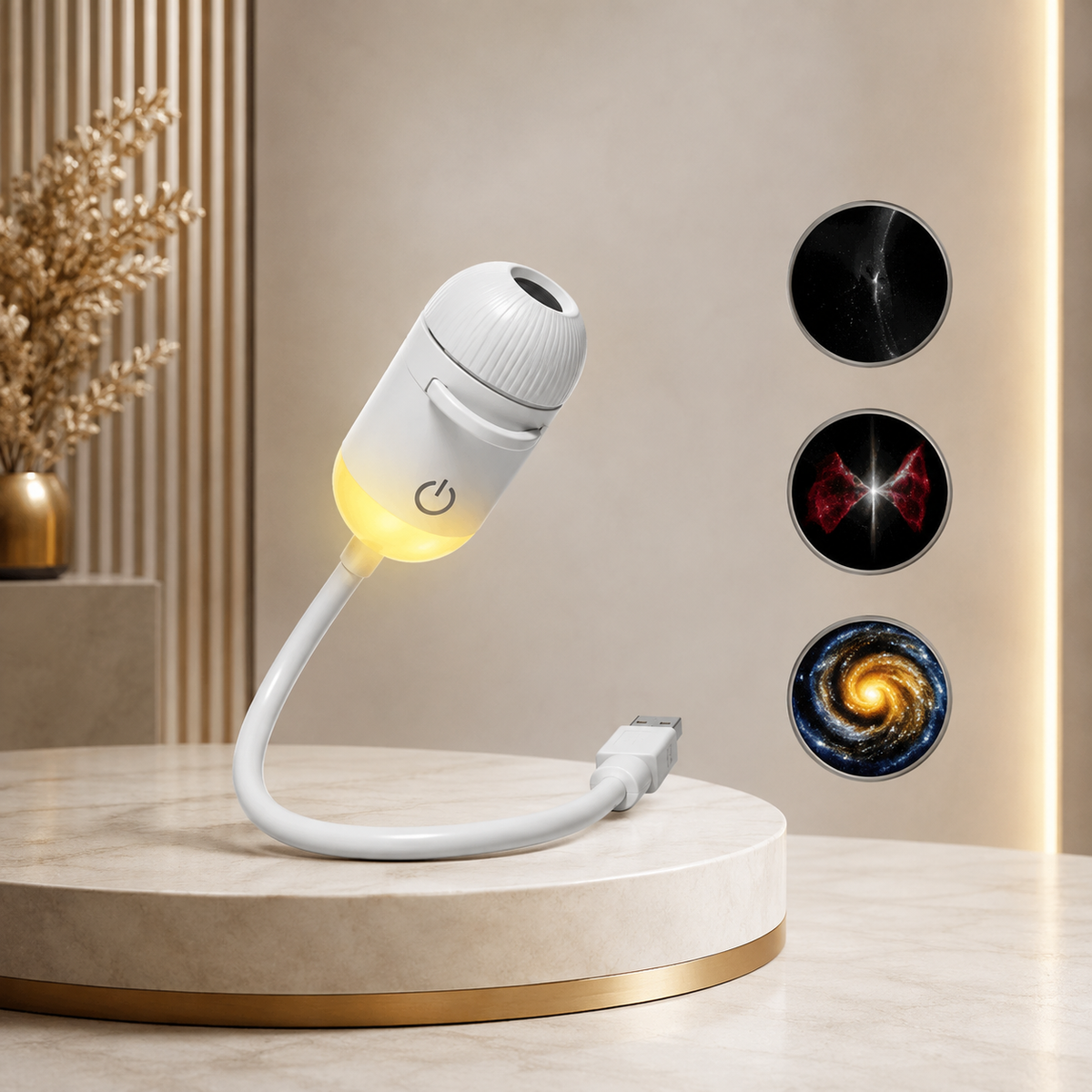 2-in-1 Galaxy-Projektionslampe – USB Nachtlicht mit 360° Projektion