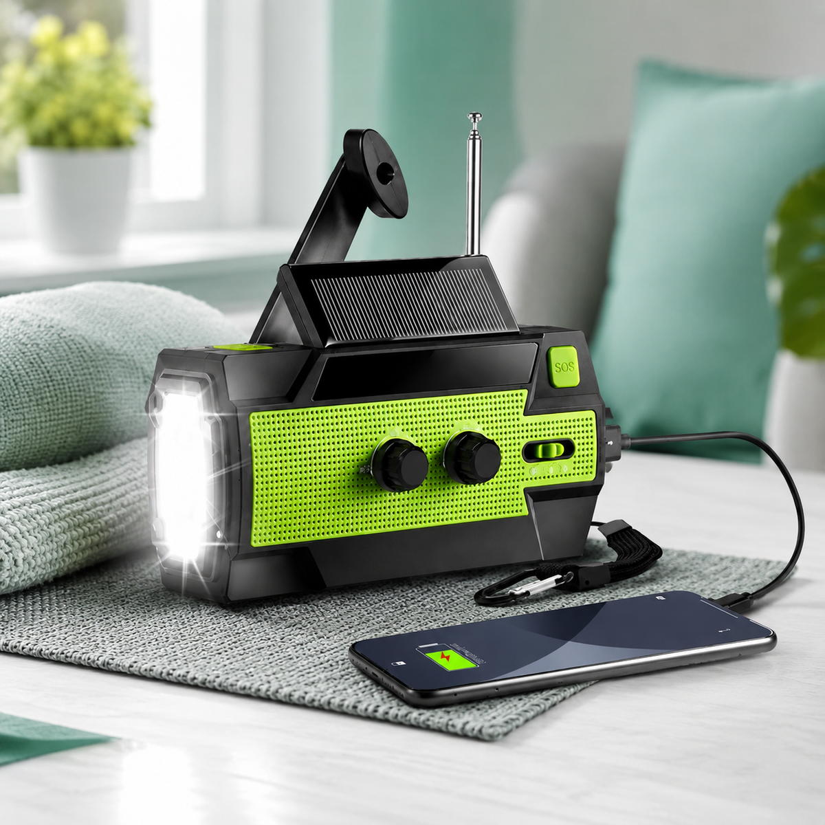 Solar-Handkurbel-Notfallradio mit Taschenlampe & Powerbank