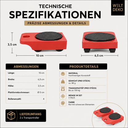 2-teiliges Möbeltransport-Set zum einfachen Verschieben von Möbeln