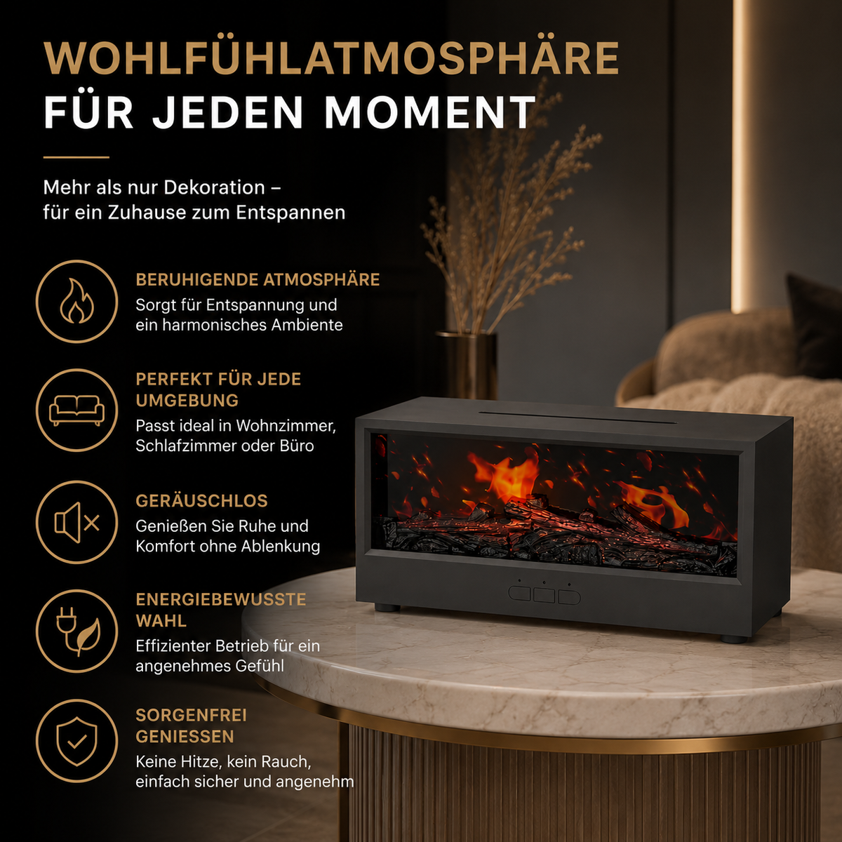 Aroma Diffuser mit Flammenlicht & Fernbedienung