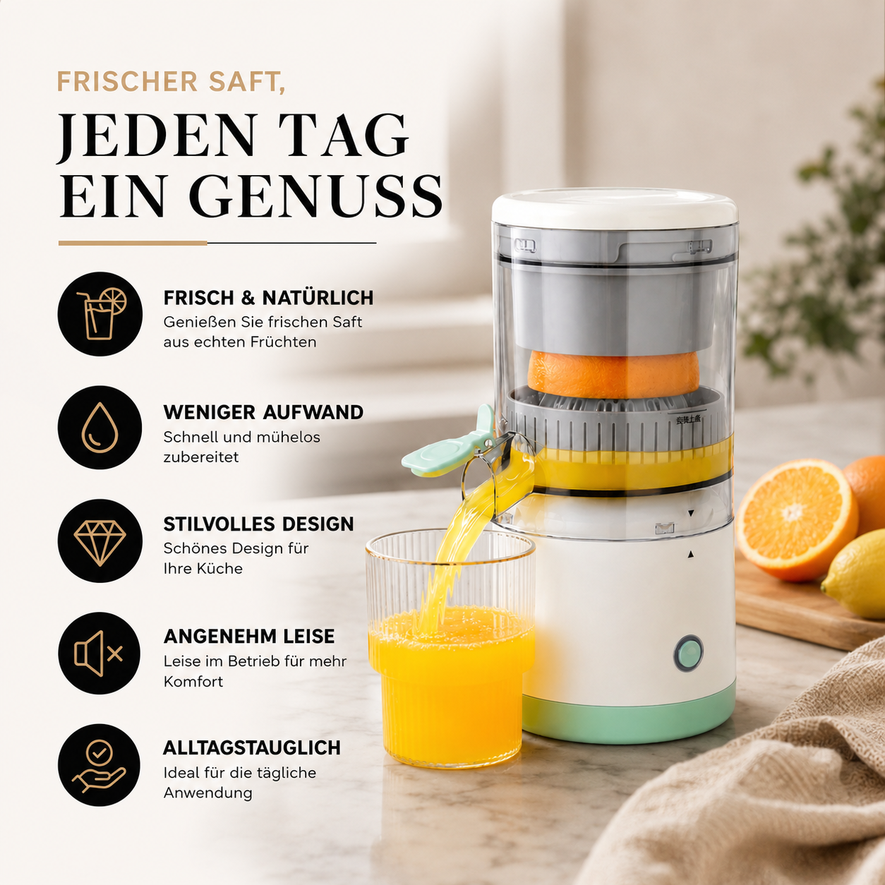 Kabellose Zitruspresse USB – Frischer Saft in Sekunden