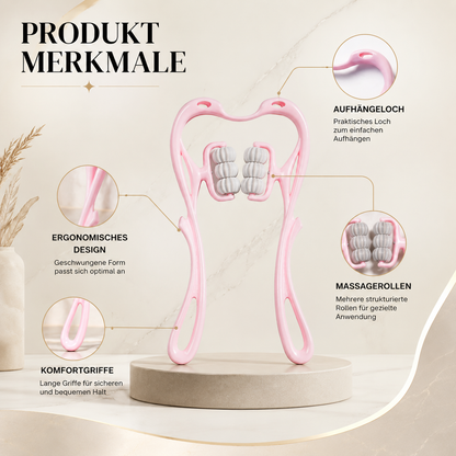 Ergonomischer Nackenmassage-Roller mit 6 Rollen für entspannende Selbstmassage