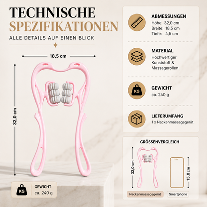 Ergonomischer Nackenmassage-Roller mit 6 Rollen für entspannende Selbstmassage