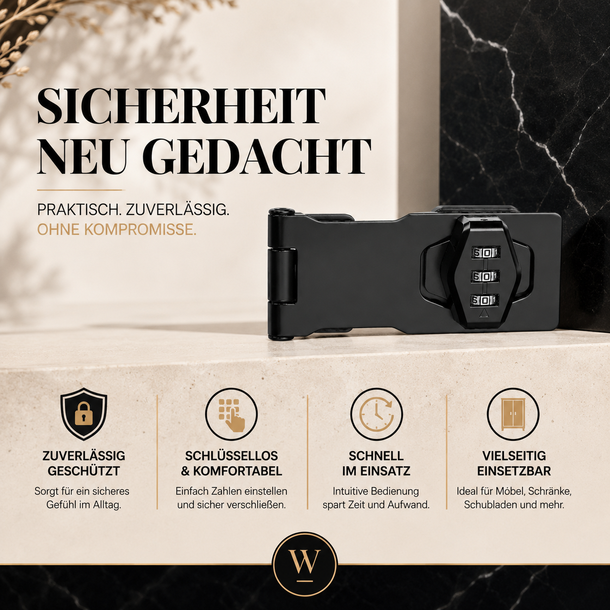 3-stelliges Zahlenschloss für Möbel – Schlüssellose Sicherheit