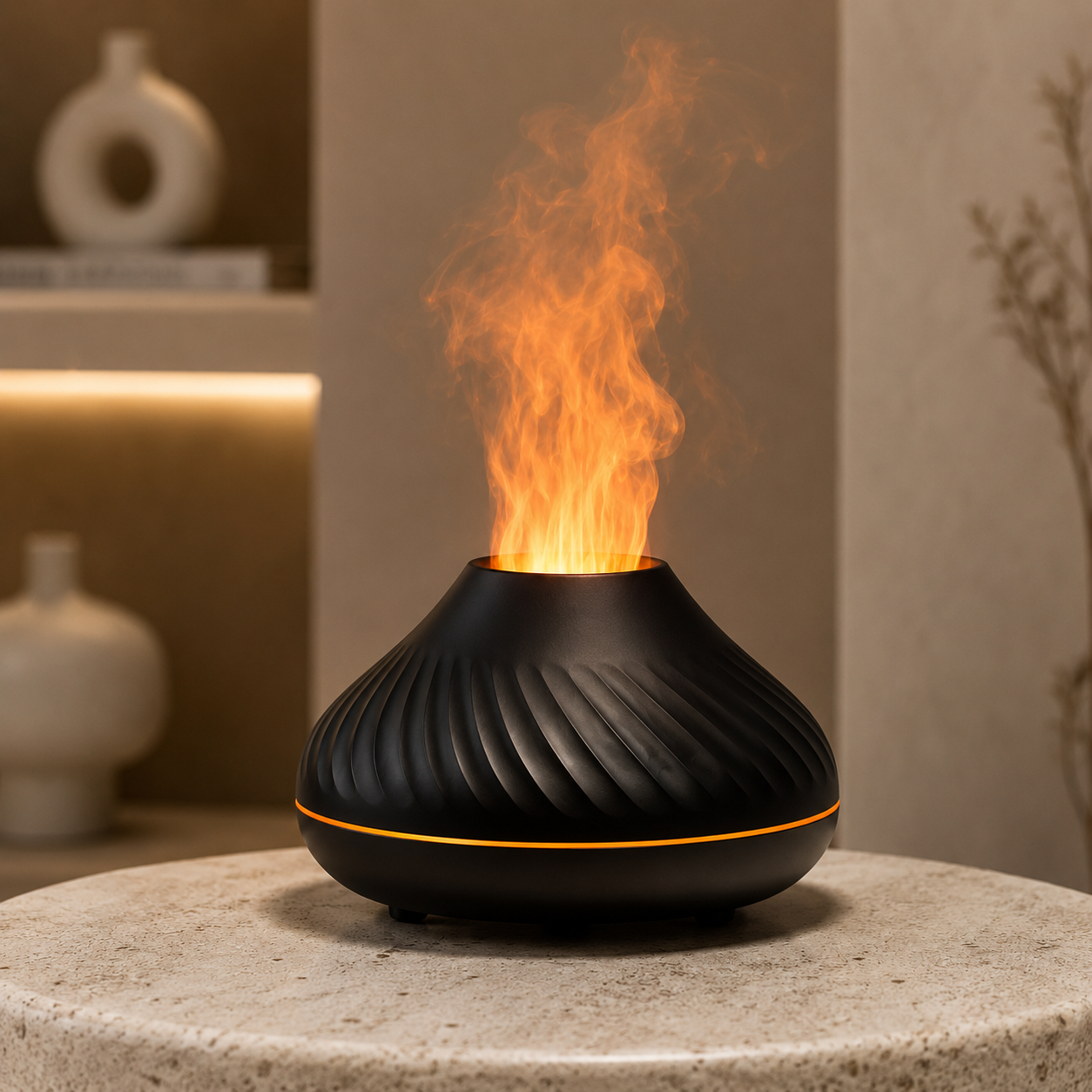 Ultraschall-Aroma-Diffuser mit Flammenlicht & 130-ml-Wassertank