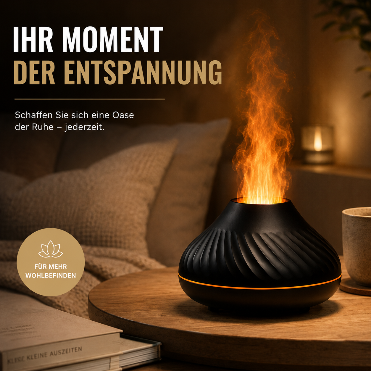 Ultraschall-Aroma-Diffuser mit Flammenlicht & 130-ml-Wassertank