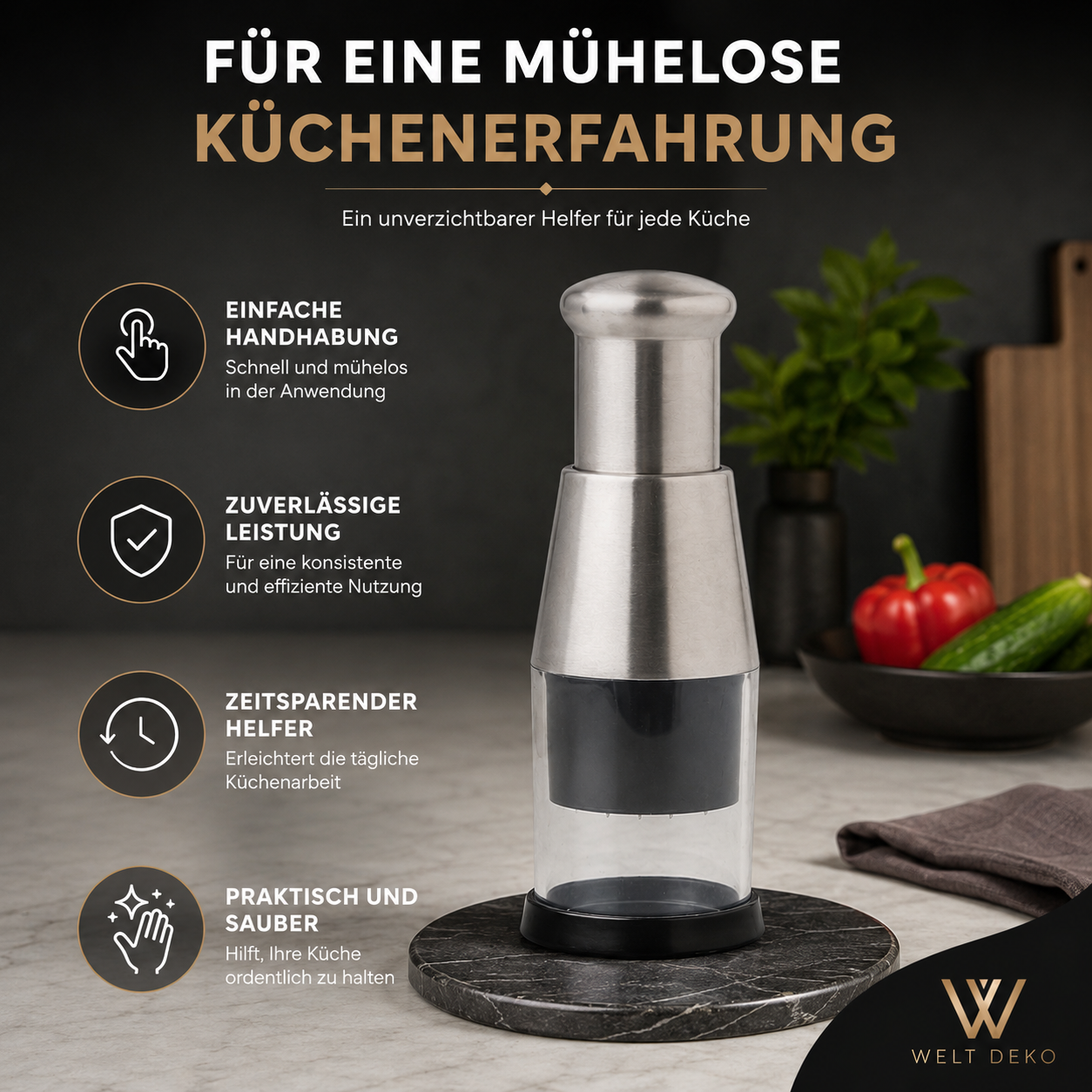 2-in-1 Knoblauchpresse & Mini Zerkleinerer aus Edelstahl