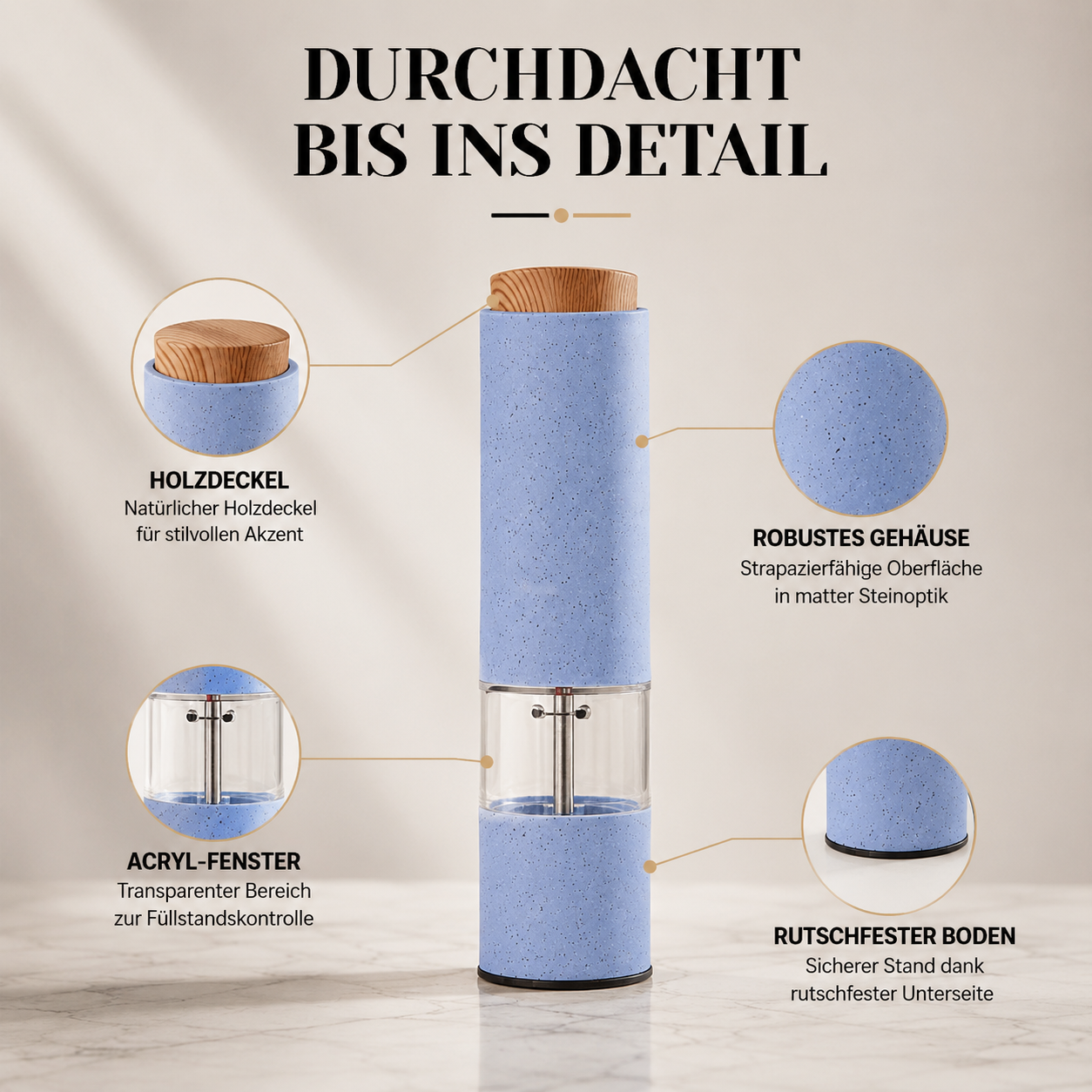 Elektrische Salz- & Pfeffermühle mit LED & Keramikmahlwerk