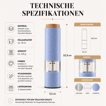 Elektrische Salz- & Pfeffermühle mit LED & Keramikmahlwerk