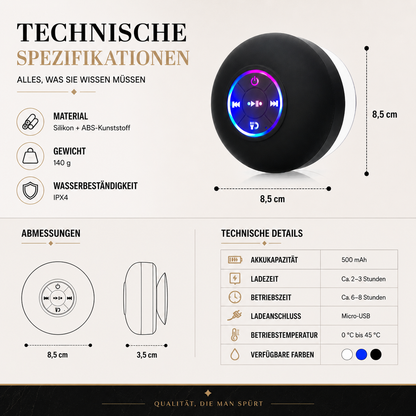 Tragbarer Mini Bluetooth Lautsprecher IPX4 – Perfekt für Dusche & Reisen
