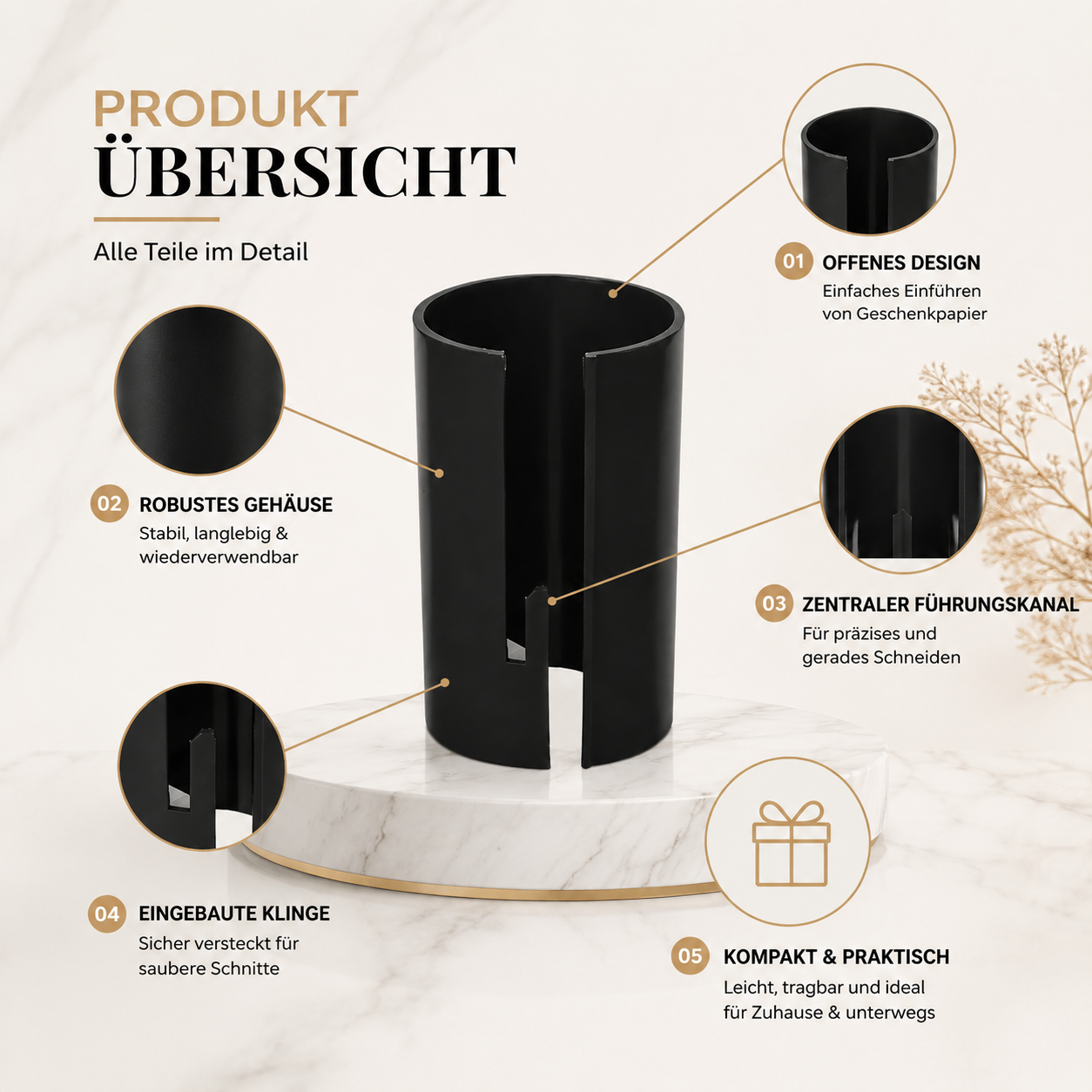 Tragbarer Geschenkpapierschneider