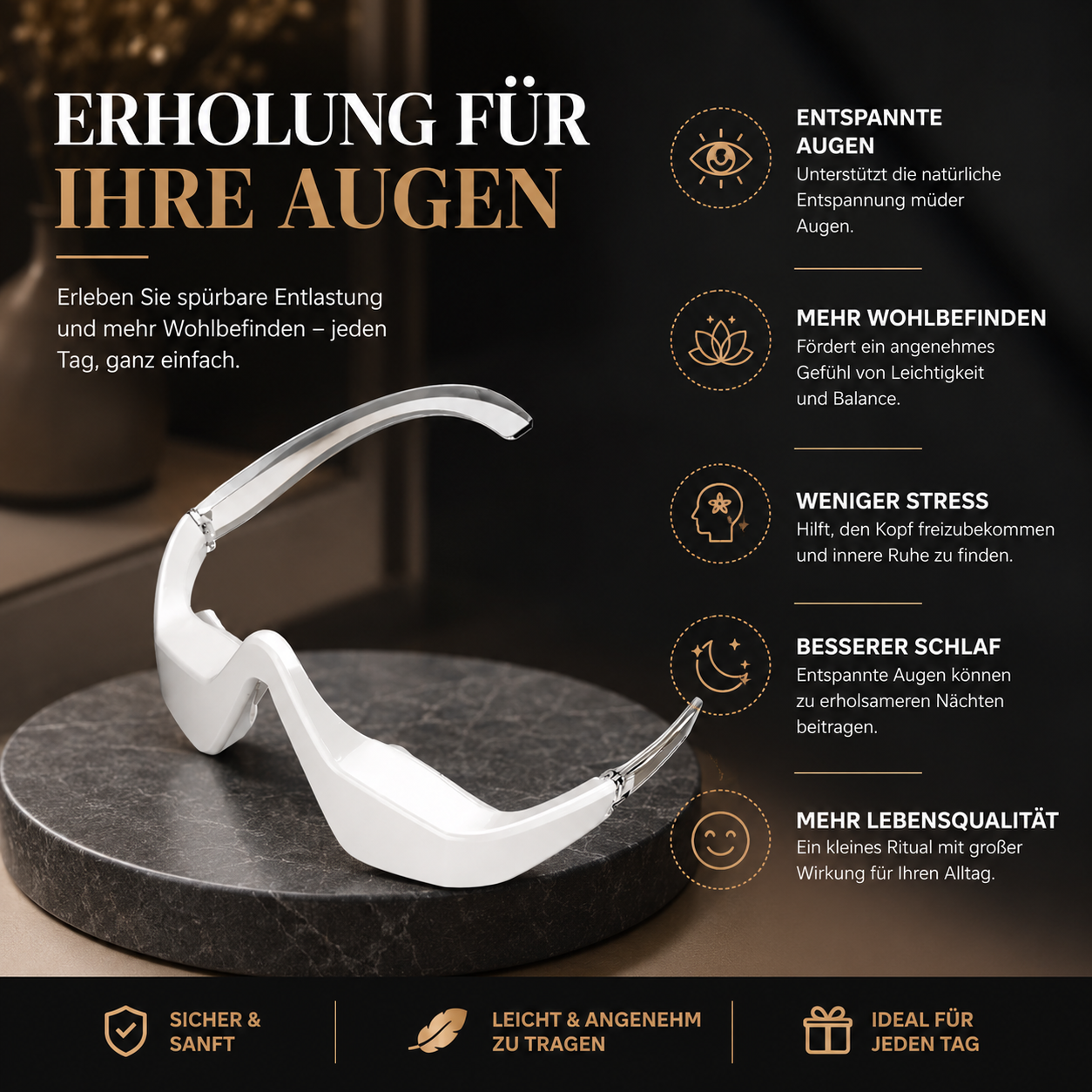 LED Augenmassage Brille für Entspannung & Komfort