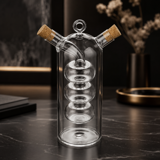 2-in-1 Öl & Essig Spender aus Glas mit Doppelkammer