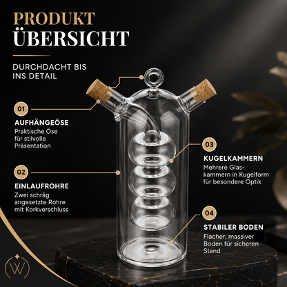 2-in-1 Öl & Essig Spender aus Glas mit Doppelkammer