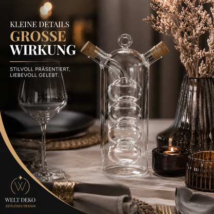 2-in-1 Öl & Essig Spender aus Glas mit Doppelkammer