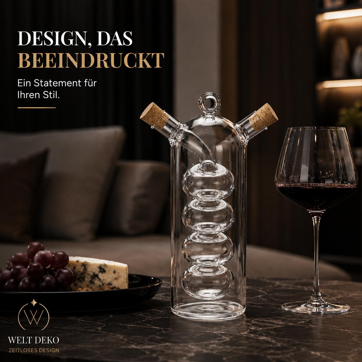 2-in-1 Öl & Essig Spender aus Glas mit Doppelkammer