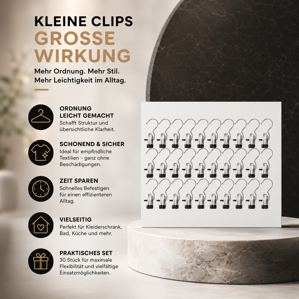Premium Edelstahl Wäscheklammern Satz mit Haken – Stark & Flexibel