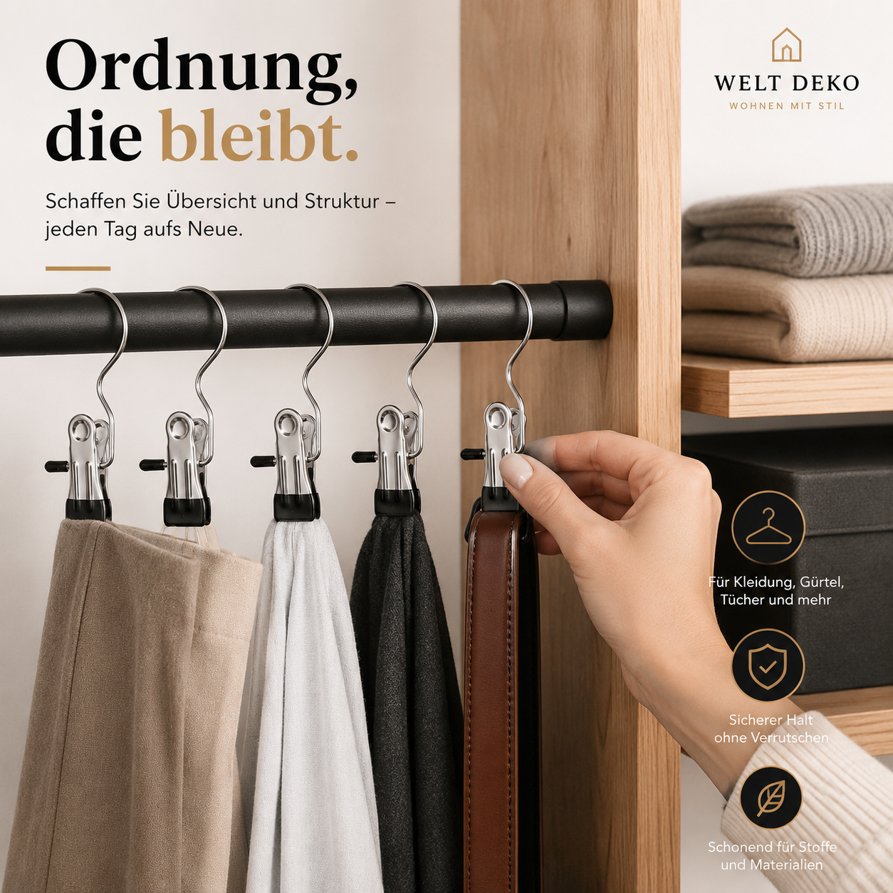 Premium Edelstahl Wäscheklammern Satz mit Haken – Stark & Flexibel