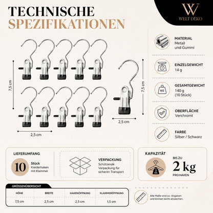 Premium Edelstahl Wäscheklammern Satz mit Haken – Stark & Flexibel