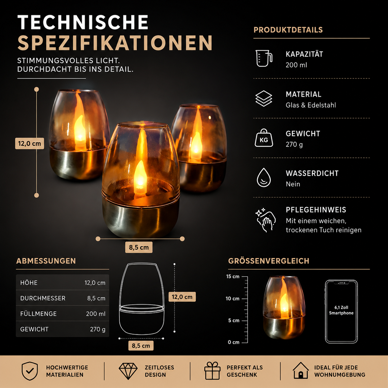 Solar LED Kerzenlicht – Warmes Flackerlicht für Garten & Deko