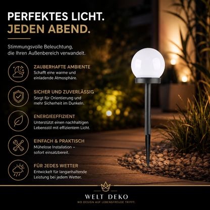 Solar Kugelleuchte für Garten – Stilvolle LED Außenbeleuchtung