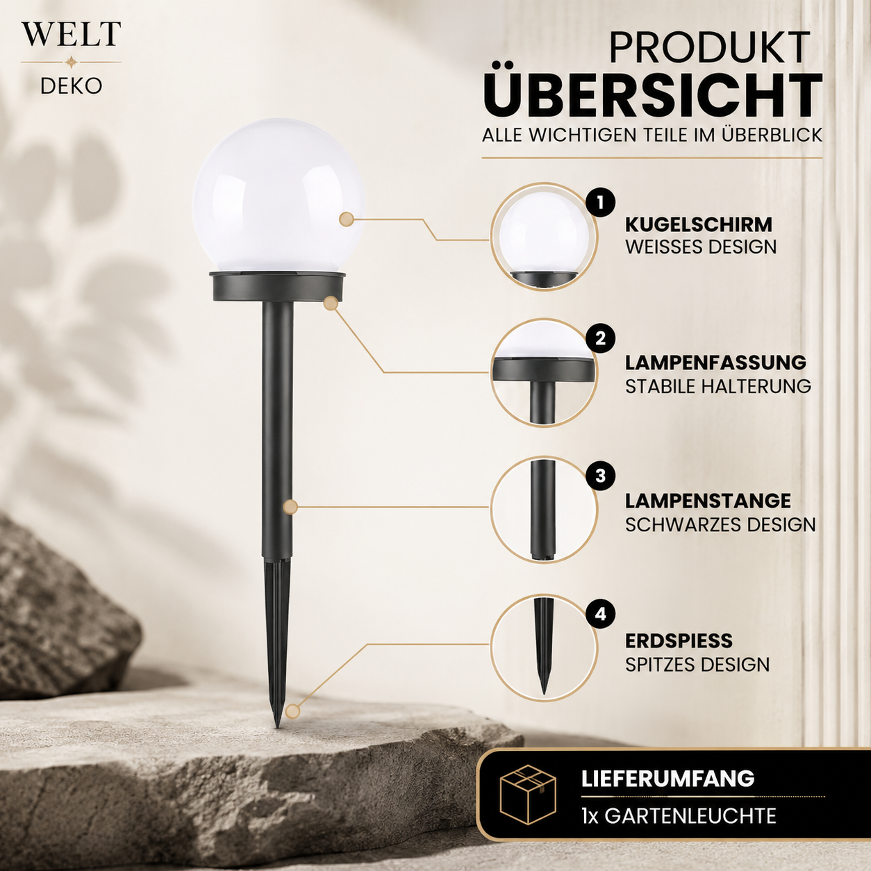 Solar Kugelleuchte für Garten – Stilvolle LED Außenbeleuchtung