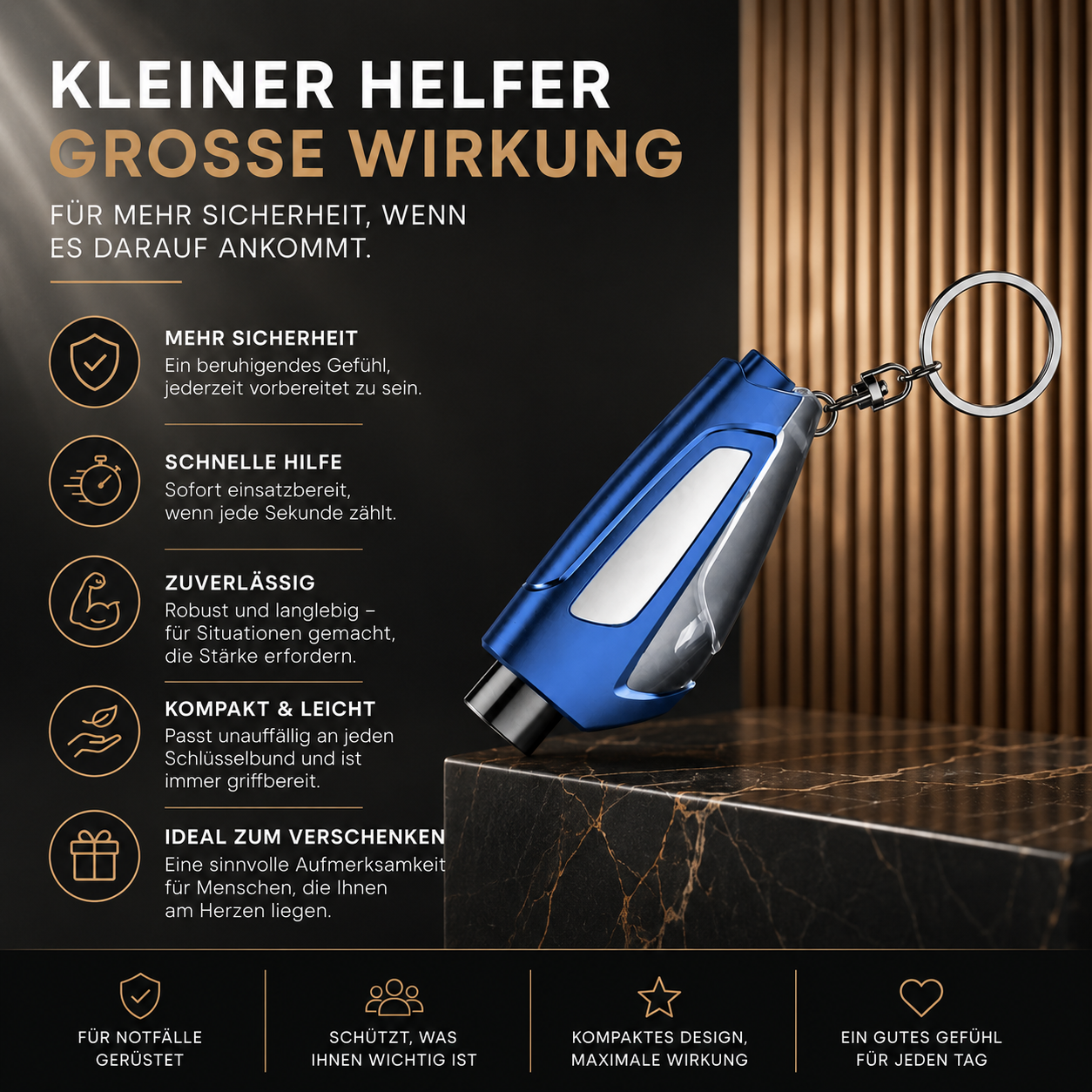 Notfall Auto Hammer mit Gurtschneider – Schnell & Kompakt