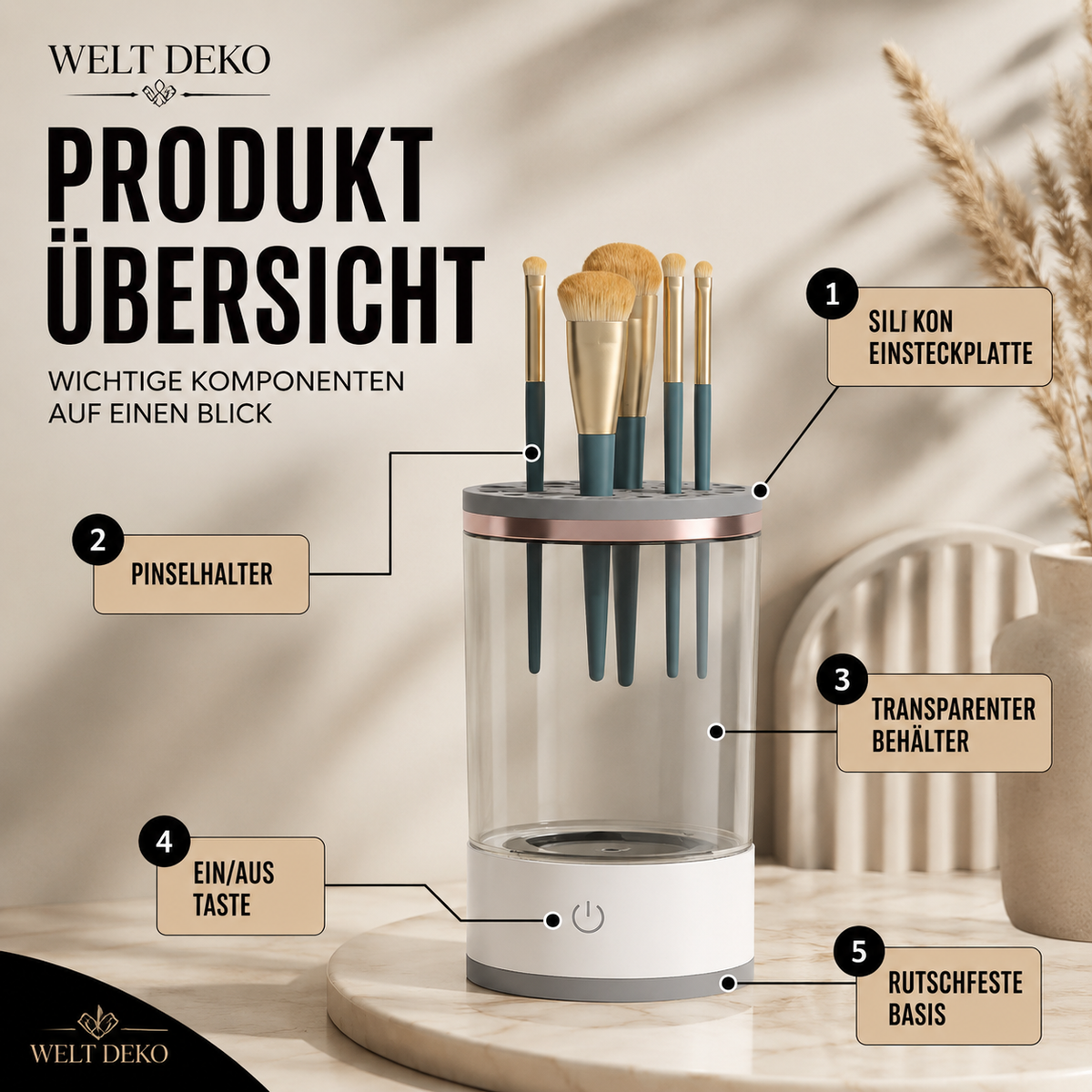 Elektrischer Make-up Pinselreiniger mit Rotation & USB