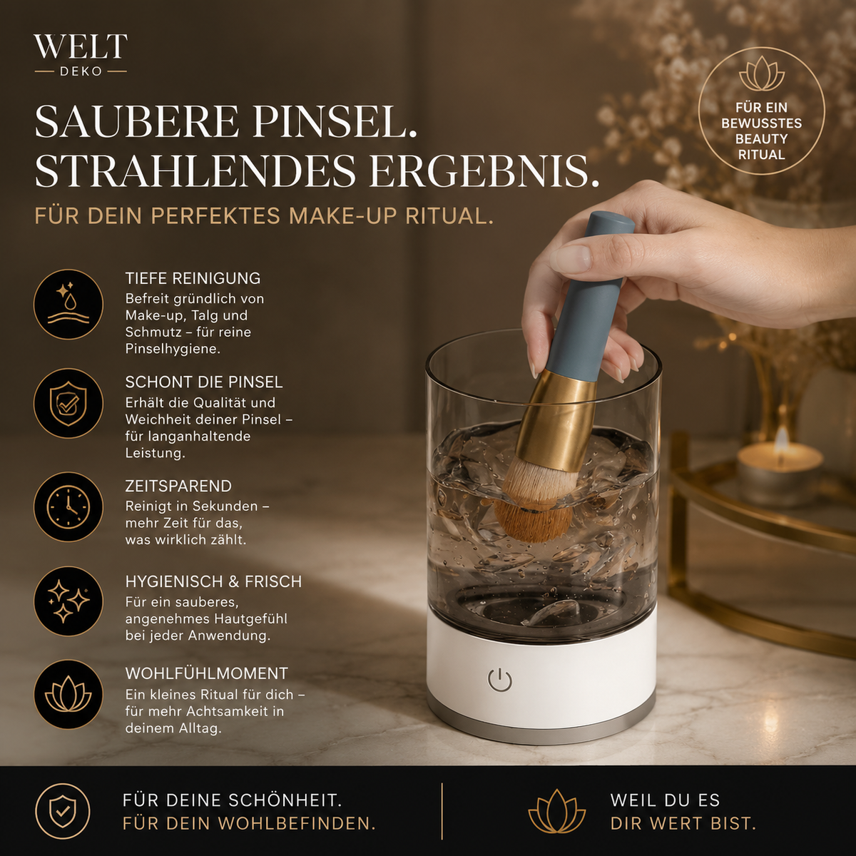 Elektrischer Make-up Pinselreiniger mit Rotation & USB