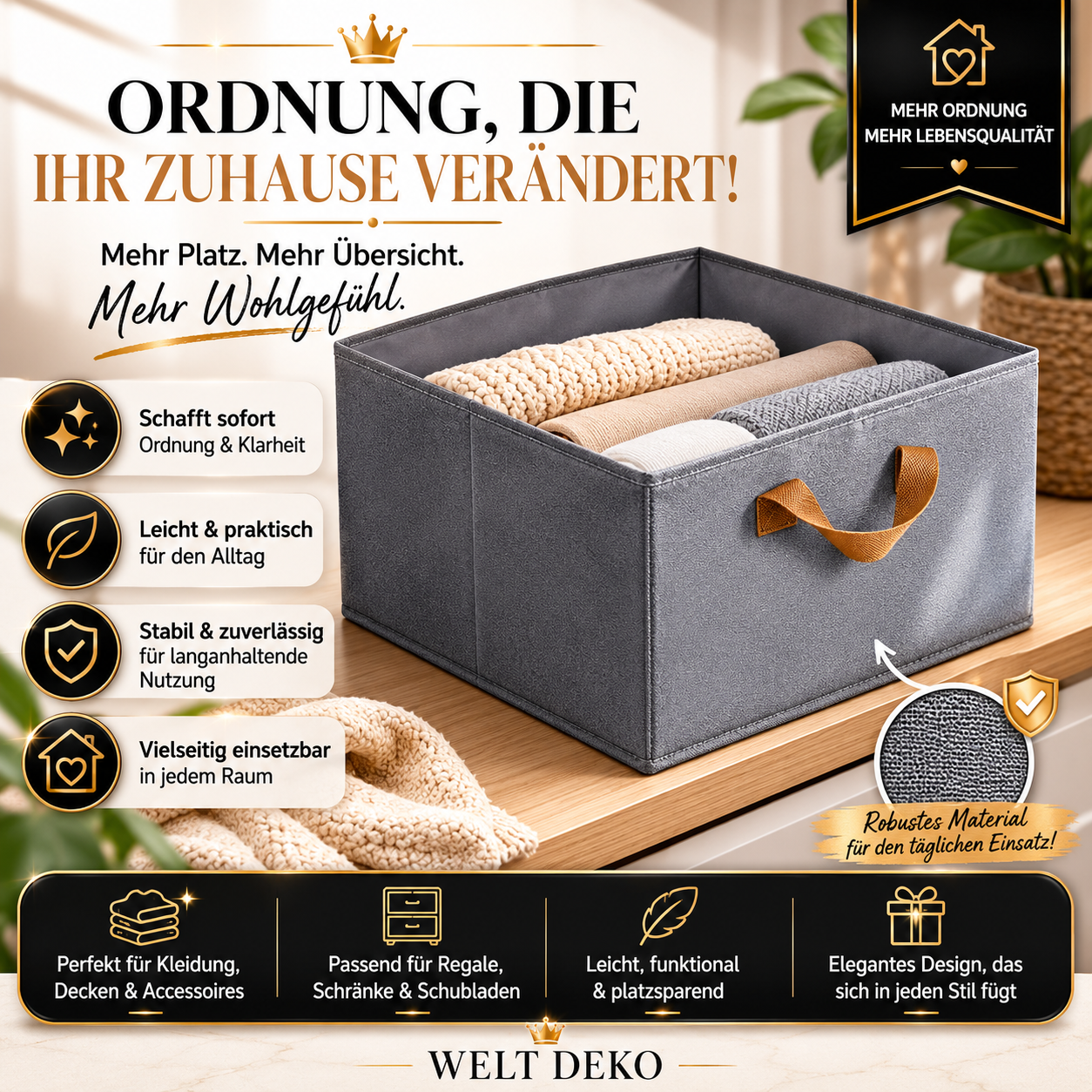 Faltbare Kleider Aufbewahrungsbox mit Griff – Mehr Platz im Zuhause