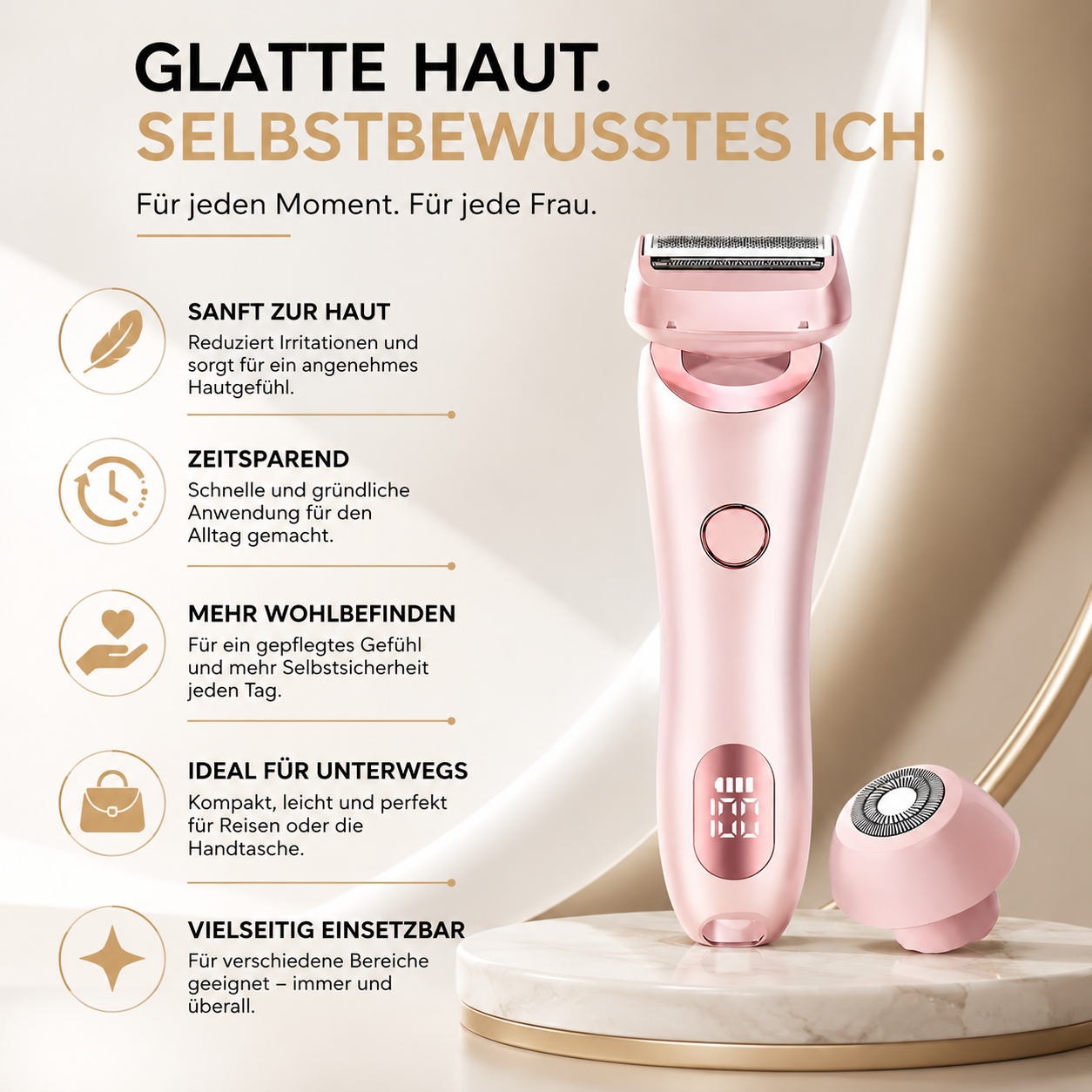 Elektrischer Dame Rasierapparat– Glatte Haut in Sekunden