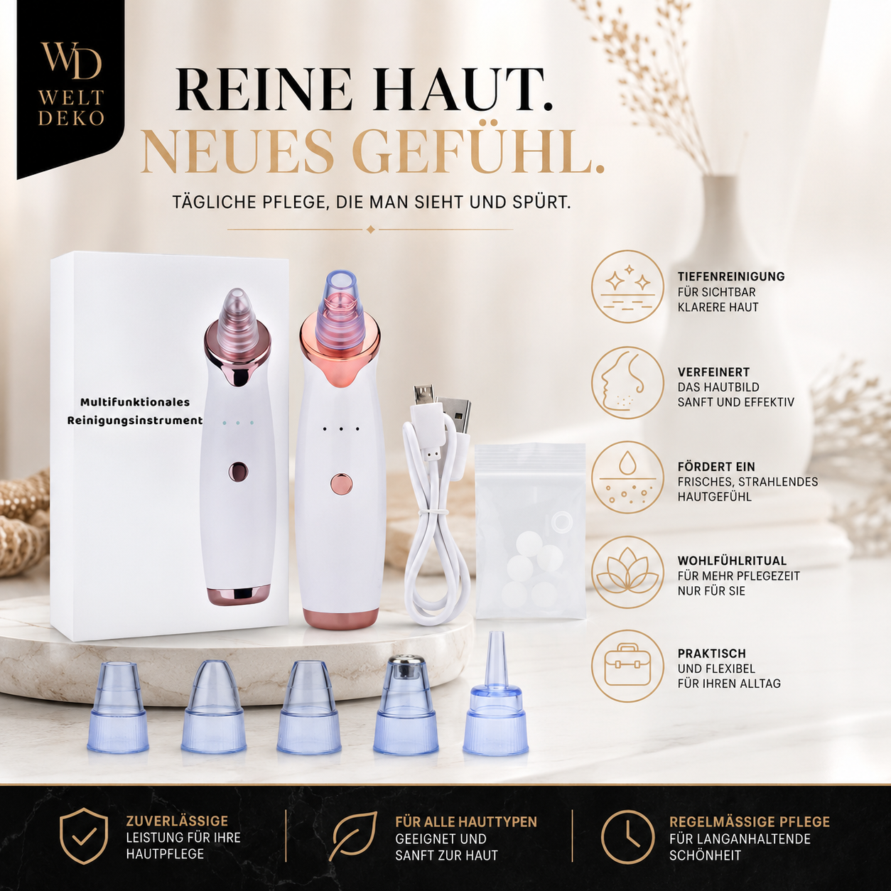 Gesichtsreiniger mit Vakuum – Porenreinigung & Hautpflege Gerät