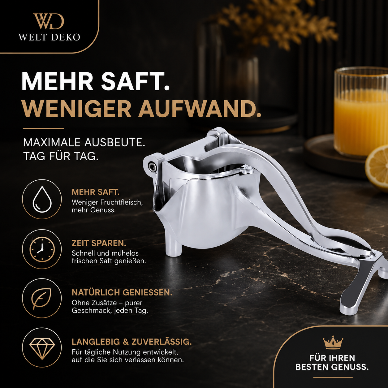 Manueller Citrus Juicer – Frischer Saft in Sekunden ohne Strom