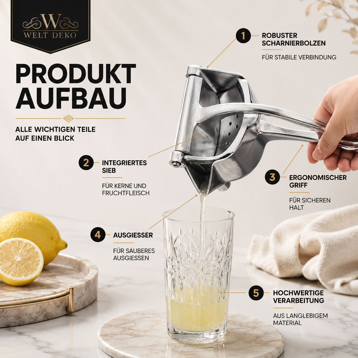 Manueller Citrus Juicer – Frischer Saft in Sekunden ohne Strom
