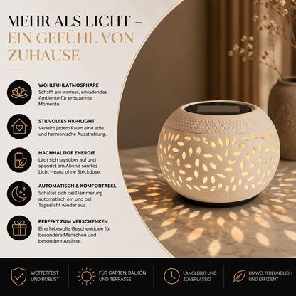 Solar LED Tischlampe Im Freien– Warmes Licht & stilvolle Deko