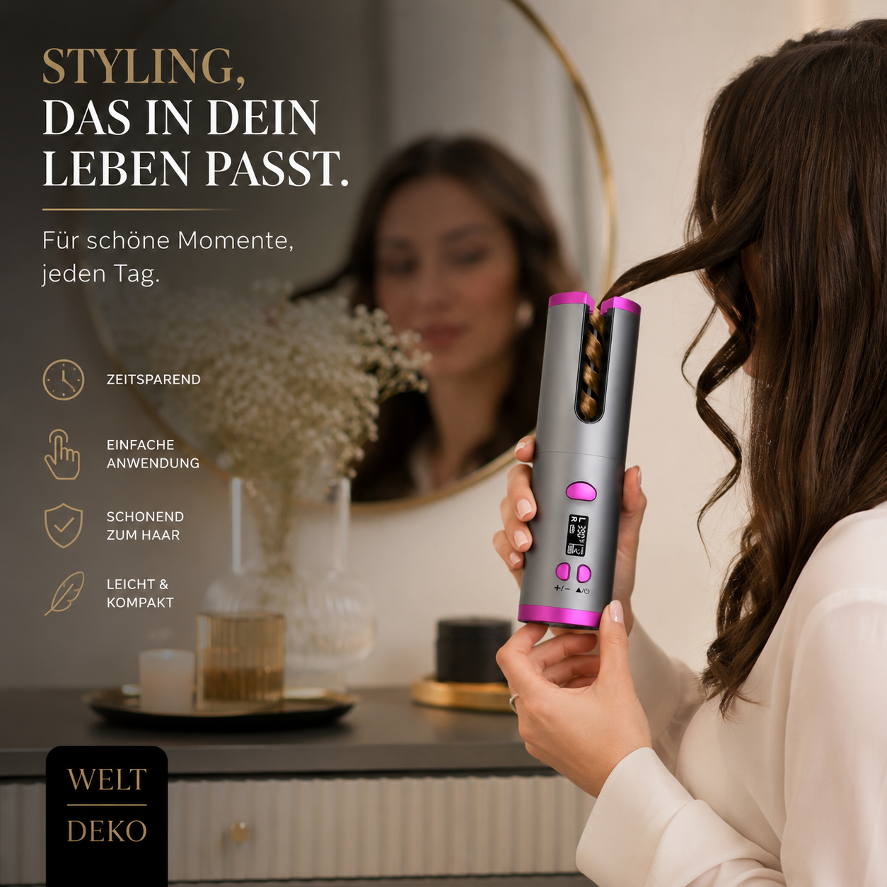 Kabelloser Automatischer Lockenstab mit Rotation