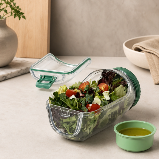Portable Salad & Fruit Container – Auslaufsicher & Wiederverwendbar