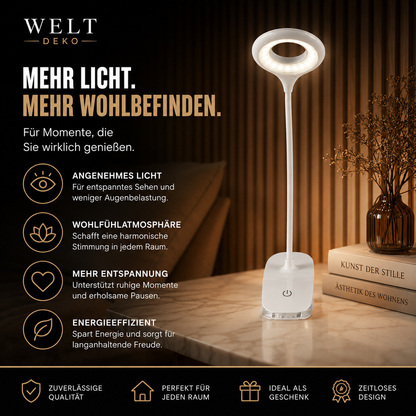 Flexible LED-Klemmleuchte – Dimmbar per Touch & Wiederaufladbar