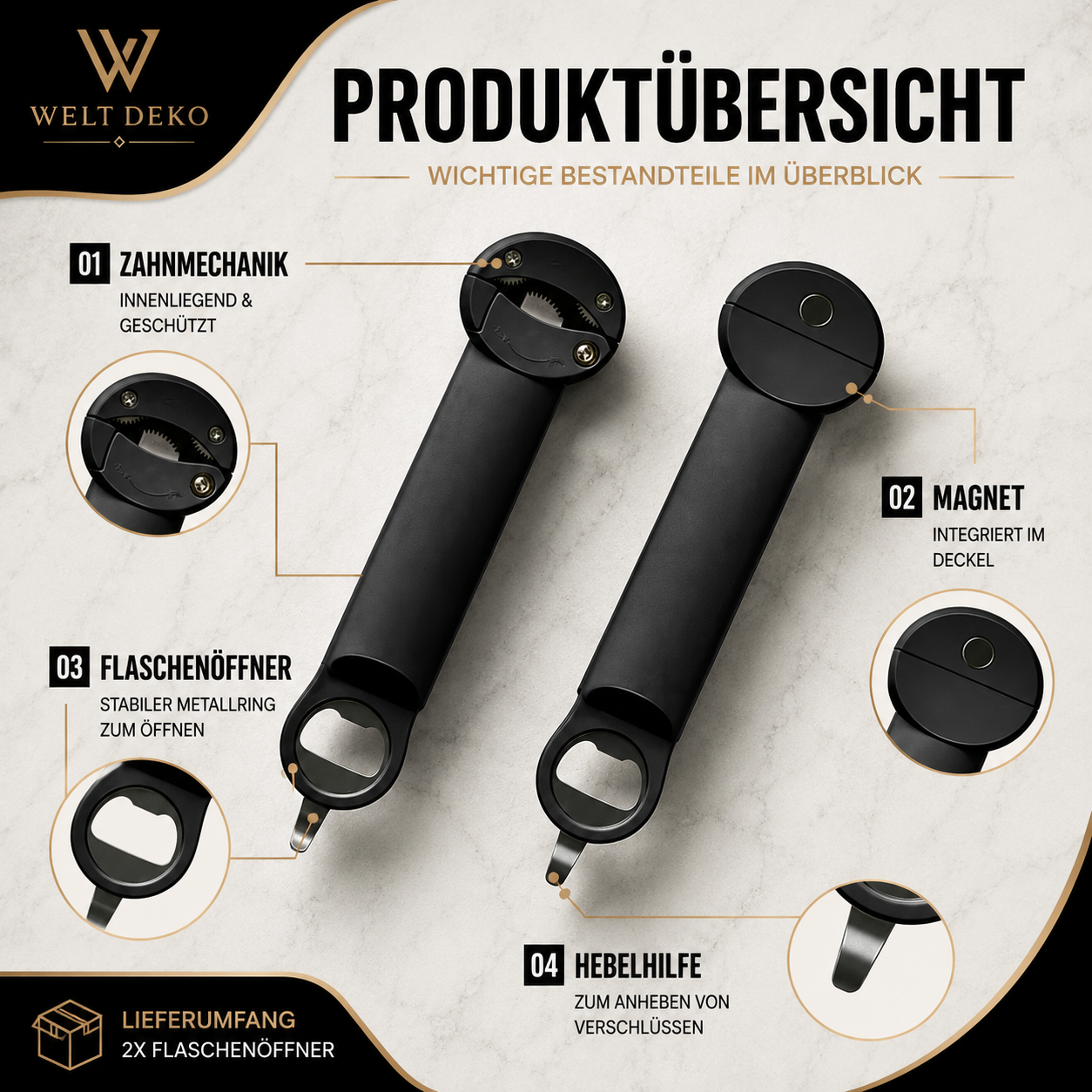 Verstellbarer Glasöffner mit starkem Griff für jede Küche