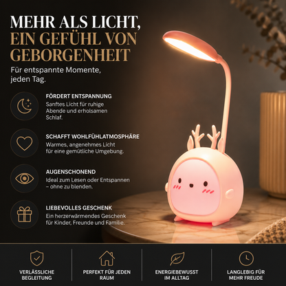 Cartoon LED Tischlampe – Wiederaufladbar & Flexibel