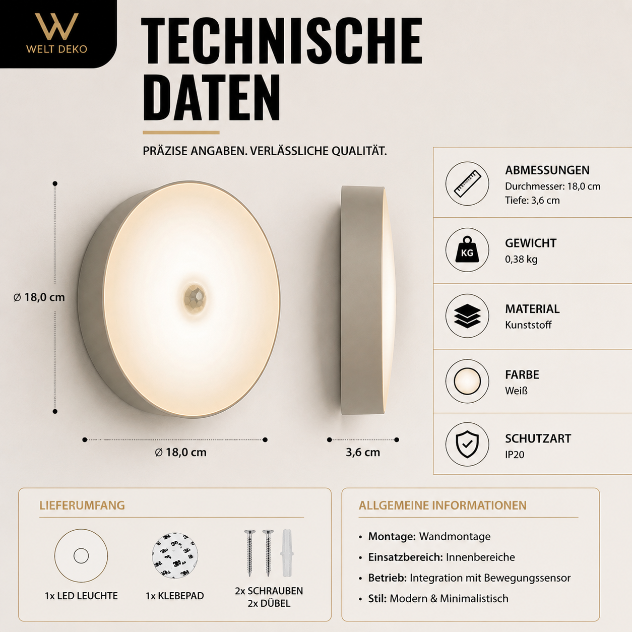 Sensor LED Nachtlicht – Automatisch & Wiederaufladbar