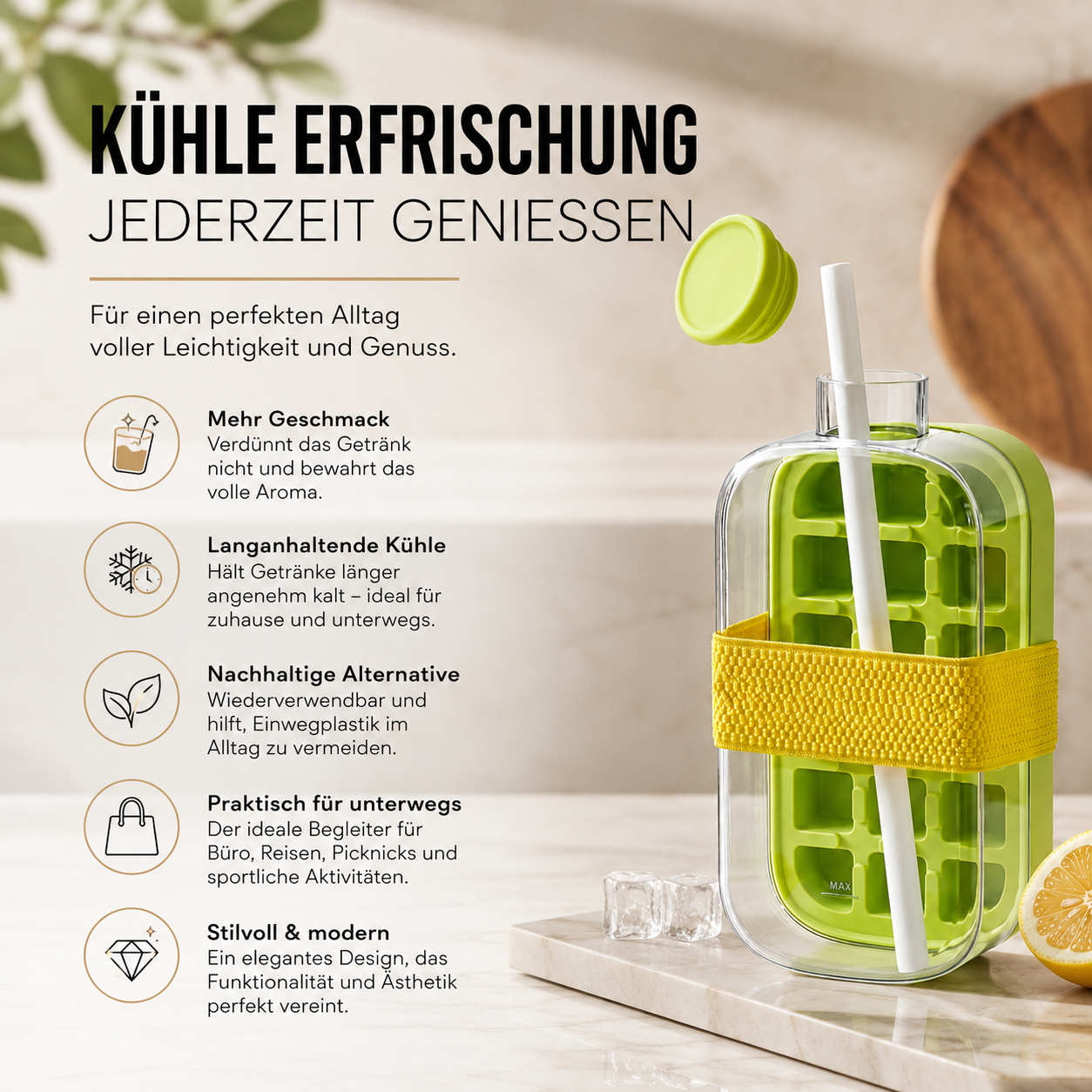 Praktische Eiswürfelform mit Deckel und Aufbewahrungsbox
