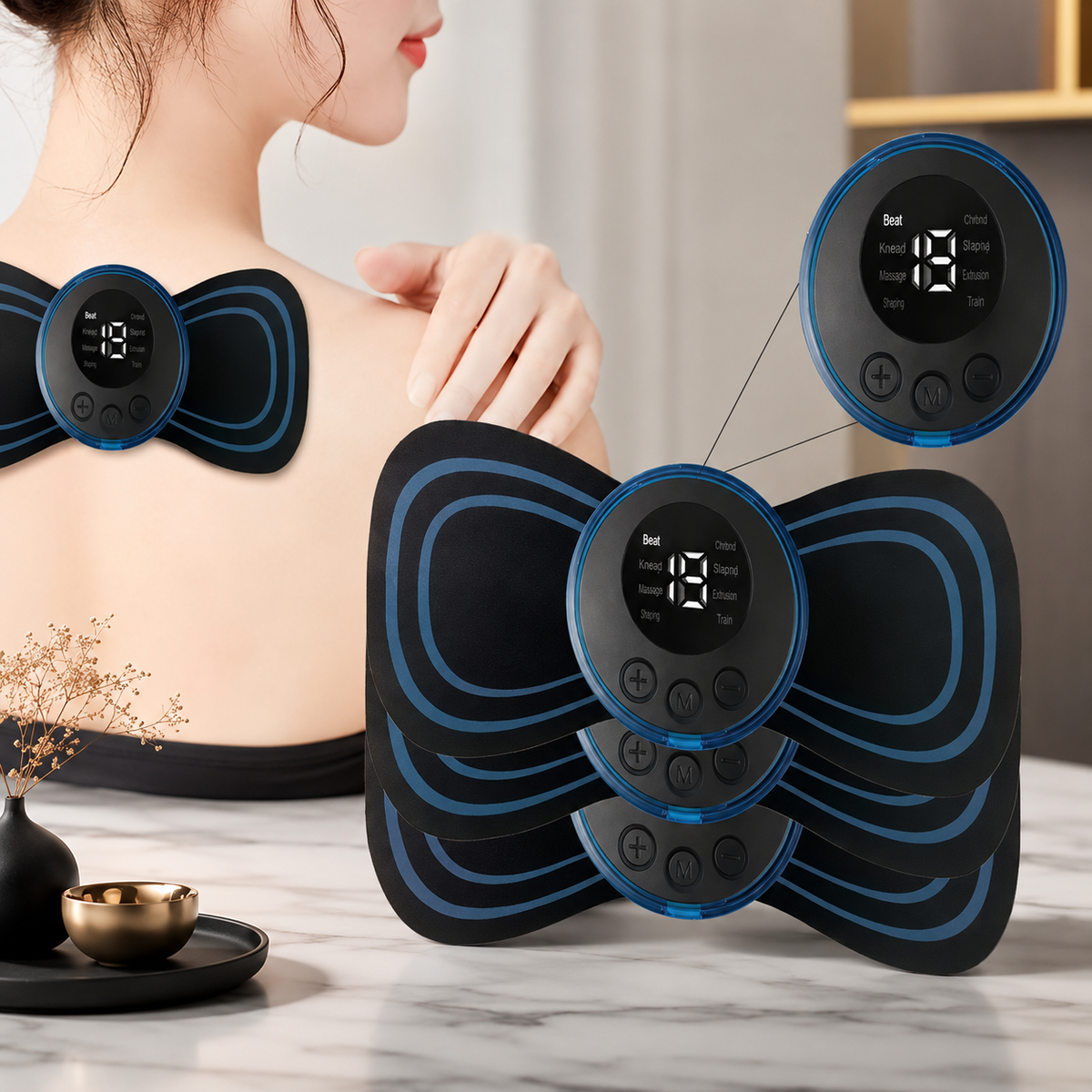 Wiederaufladbares EMS-Massagepad für Nacken & Schultern