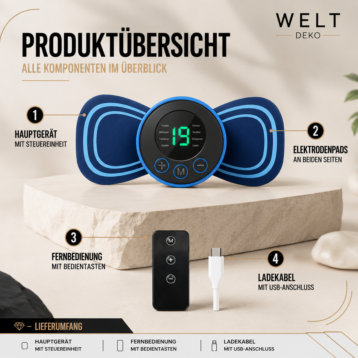 Wiederaufladbares EMS-Massagepad für Nacken & Schultern