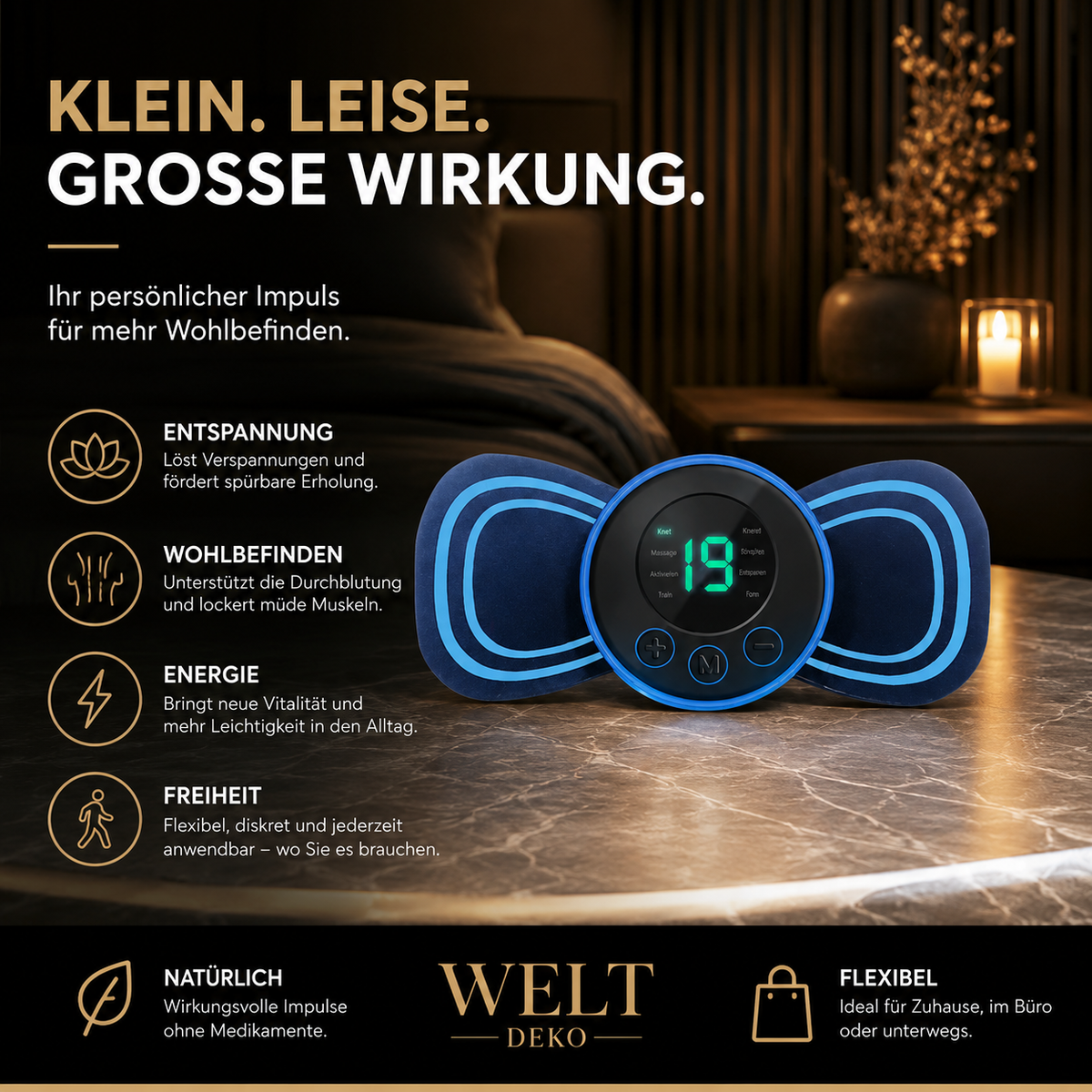 Wiederaufladbares EMS-Massagepad für Nacken & Schultern
