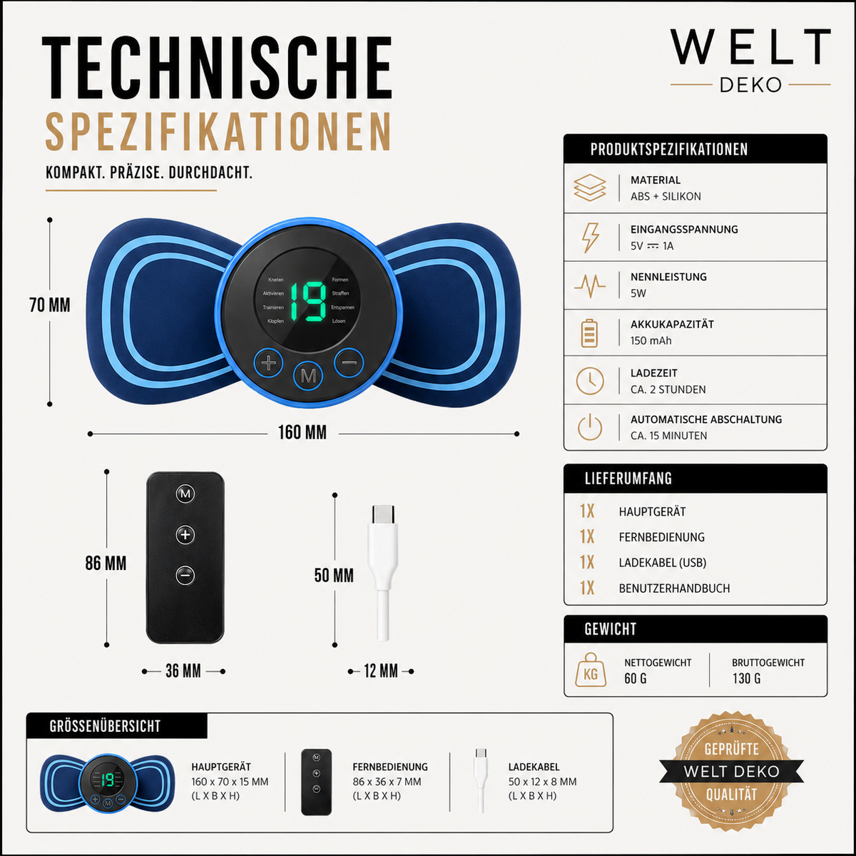 Wiederaufladbares EMS-Massagepad für Nacken & Schultern