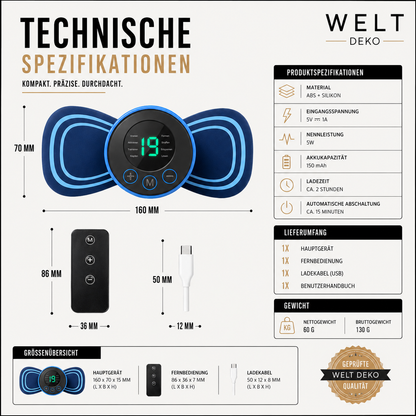 Wiederaufladbares EMS-Massagepad für Nacken & Schultern