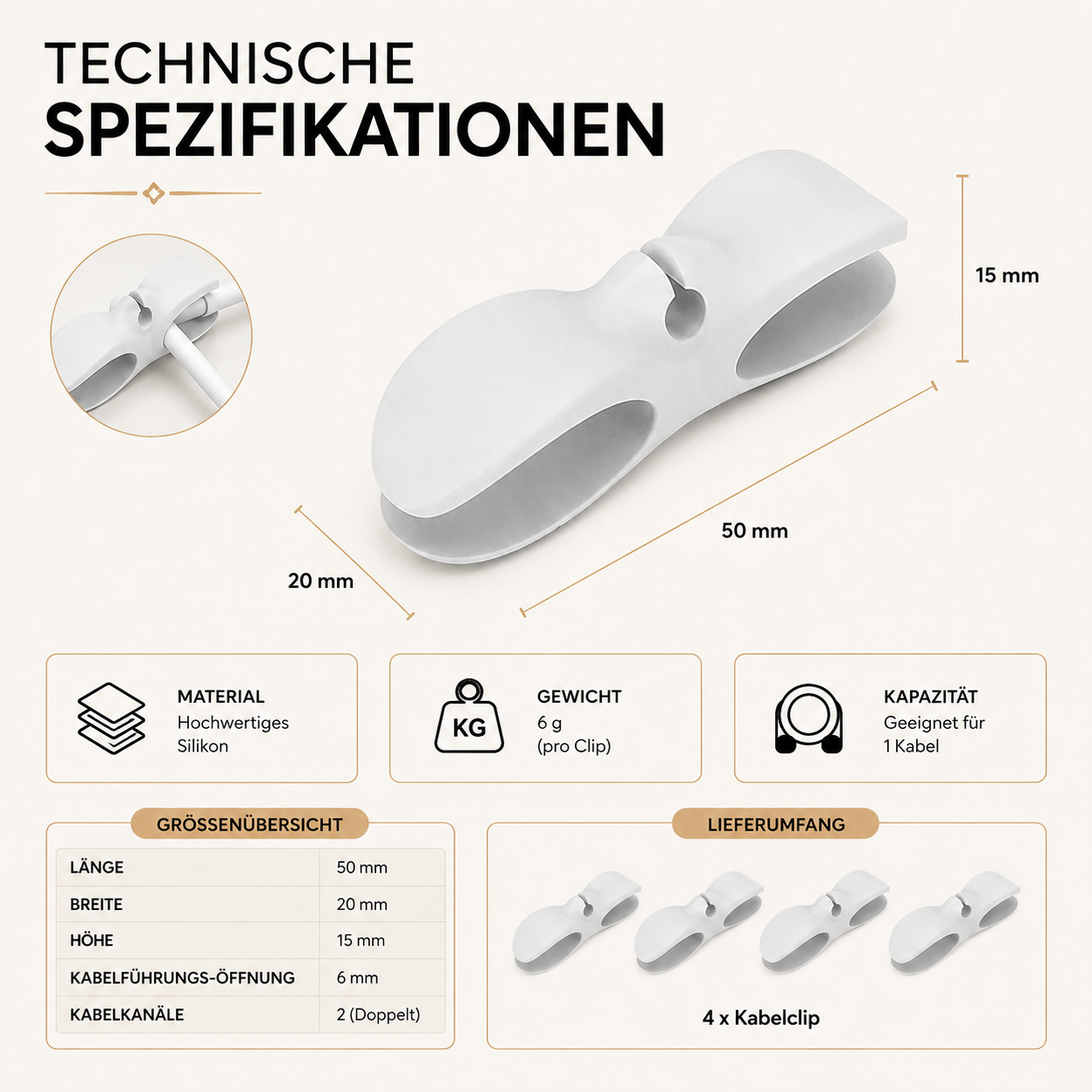 Selbstklebender Kabel-Organizer für Küche & Haushalt