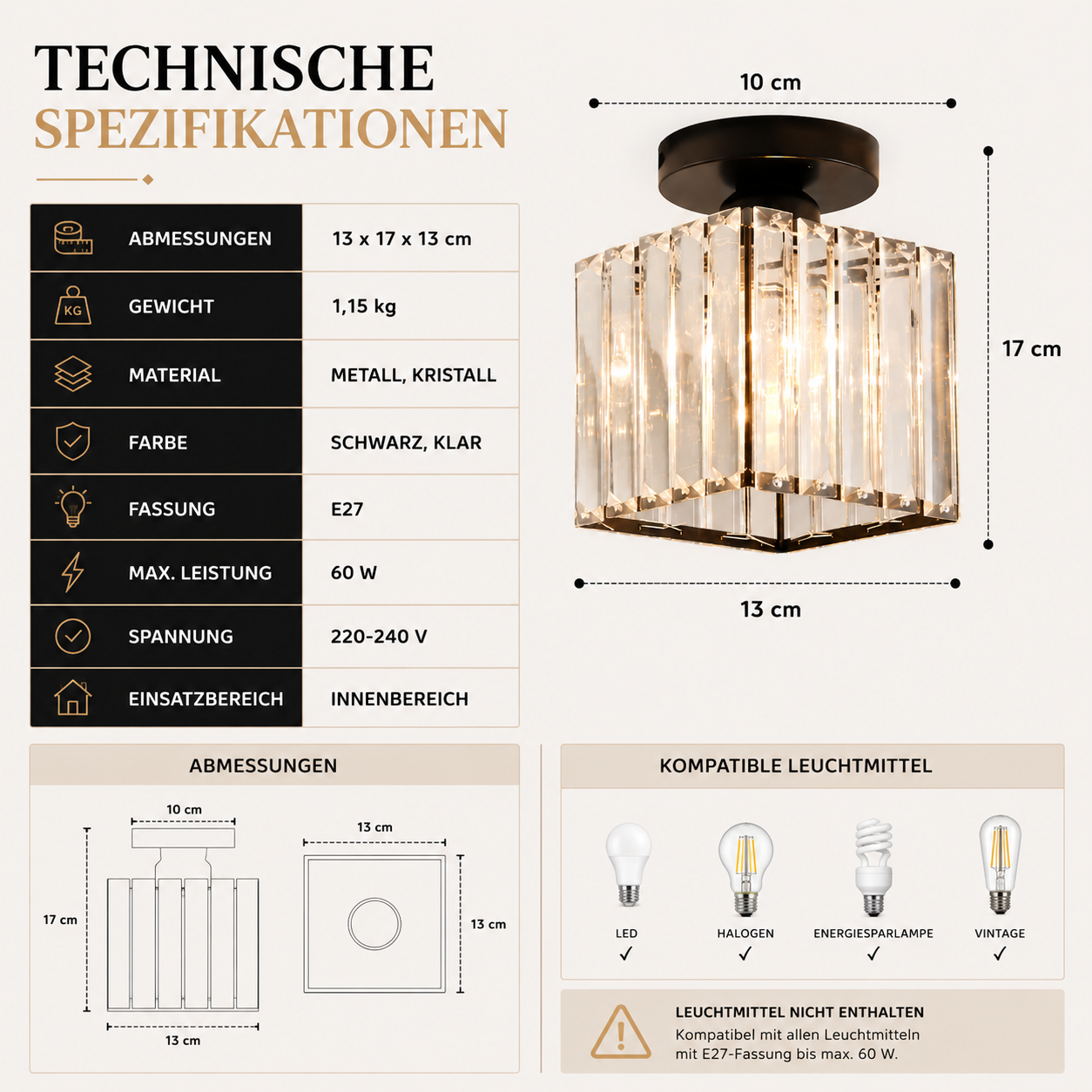 Elegante Kristall Deckenlampe – Luxuriöses Licht für jeden Raum
